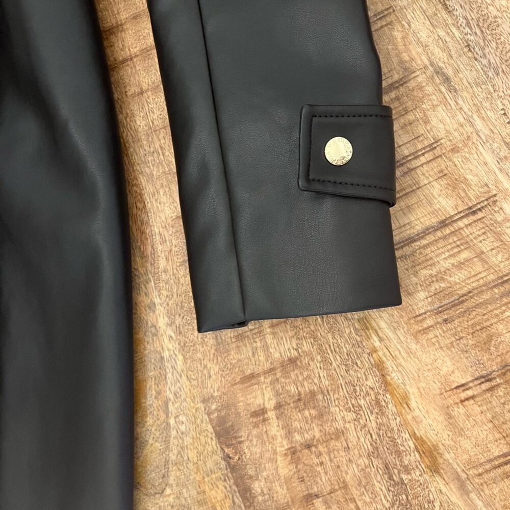 Via Spiga Chocolate Brown Vegan Leather Trench Coat Size Medium Belted Classic - Picture 7 of 16